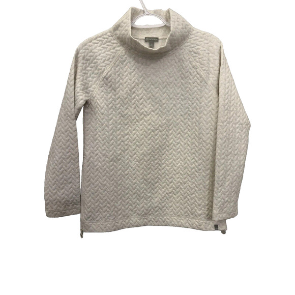 T by Talbots Mock Turtleneck Sweater with Side Zippers Ivory Size XS - Picture 1 of 9